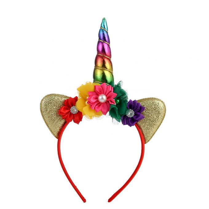 Wholesale kids unicorn hair bands with flowers | MingRibbon.com